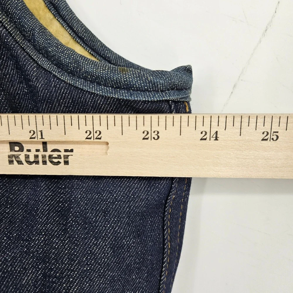 Vintage Roebucks Denim BOA‎ Vest Mens Extra Large 1970s Sears Sherpa Lined